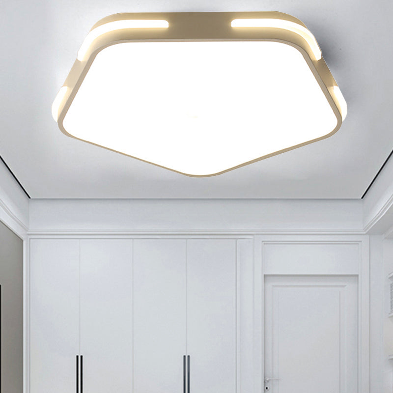 Simple Acrylic Pentagon Ceiling Light For Living Room Flush Mount White / 16