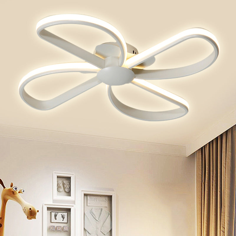 Stylish Petal Led Ceiling Mount Light - Acrylic White Lamp For Kids’ Bedrooms / Warm Small