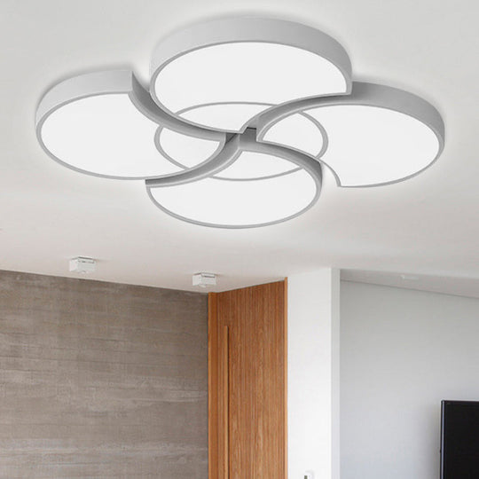 Floral Flush Ceiling Light For Kids Spaces - Metal And Acrylic Lamp Kindergarten Corridor White