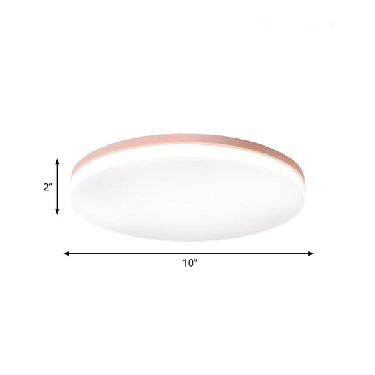 10’/15’/19’ W Macaron Metal Flush Ceiling Lamp In Green Pink White Or Yellow - Indoor Lighting