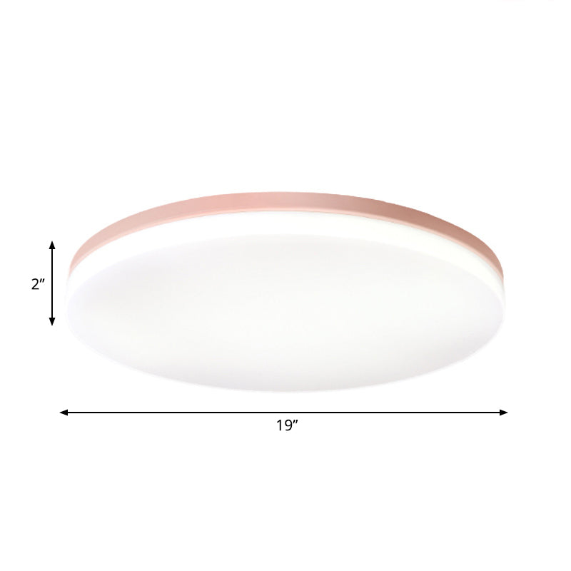 10’/15’/19’ W Macaron Metal Flush Ceiling Lamp In Green Pink White Or Yellow - Indoor Lighting