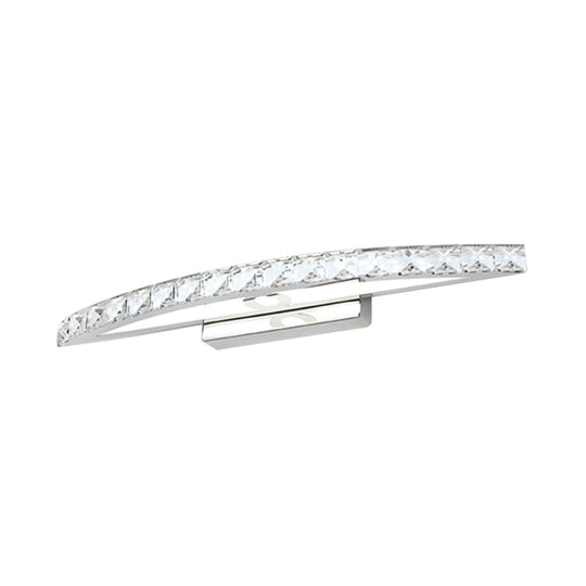 Modern Curved Vanity Lighting: Clear/Champagne Crystal Led Wall Mounted Lamp - 17/21 W Warm/White