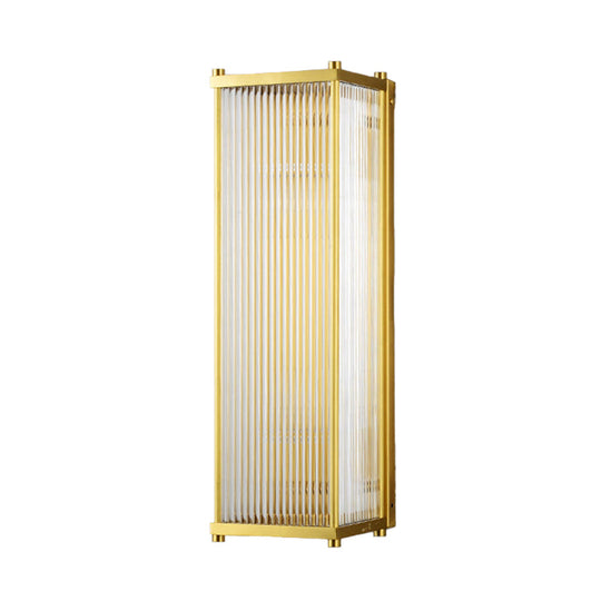 Modern Gold Wall Sconce Light With Fluted Crystal Detail Perfect For Living Room