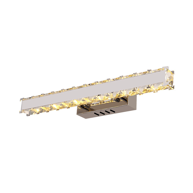 Modern Led Crystal Vanity Mirror Light Sconce - 11.5/16.5 Wide Rectangle White Wall Lighting For