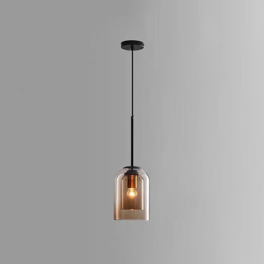 Modern Glass Bell Pendant Lamp For Stylish Bedroom Ceiling 1 / Cognac Round