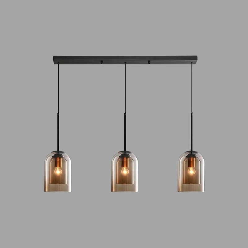 Modern Glass Bell Pendant Lamp For Stylish Bedroom Ceiling 3 / Cognac Linear