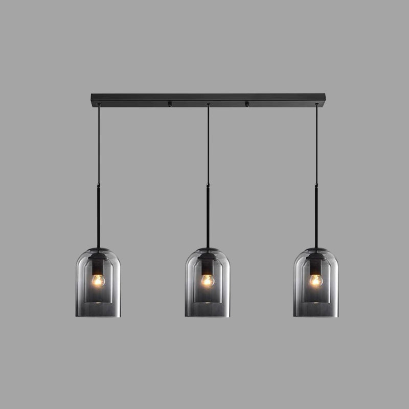 Modern Glass Pendant Ceiling Light For Bedroom - Bell Hanging Lamp 3 / Grey Linear