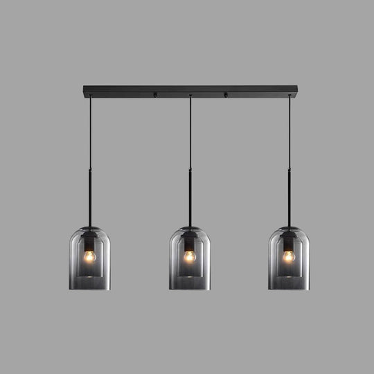 Modern Glass Pendant Ceiling Light For Bedroom - Bell Hanging Lamp 3 / Grey Linear