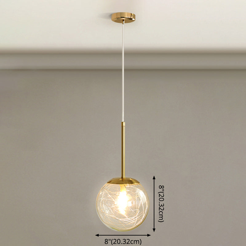 Gold Spherical Glass Pendant Ceiling Light - Modern & Elegant Bedroom Lamp