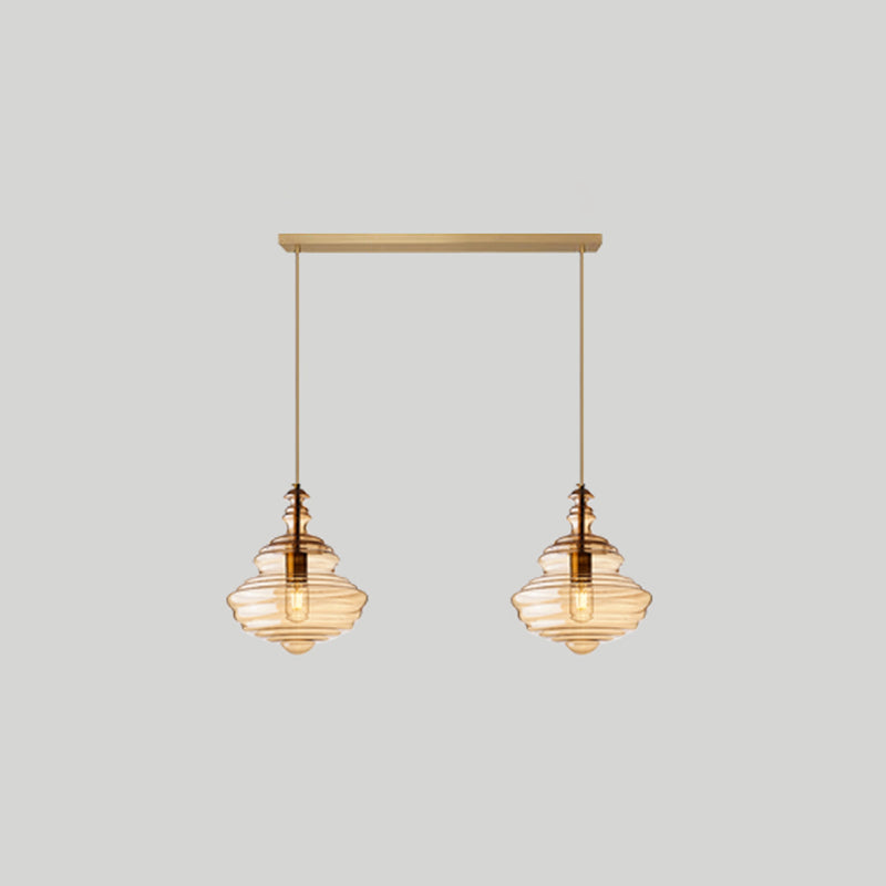 Modern Glass Pendant Lighting For Dining Room Table 2 / Cognac Linear