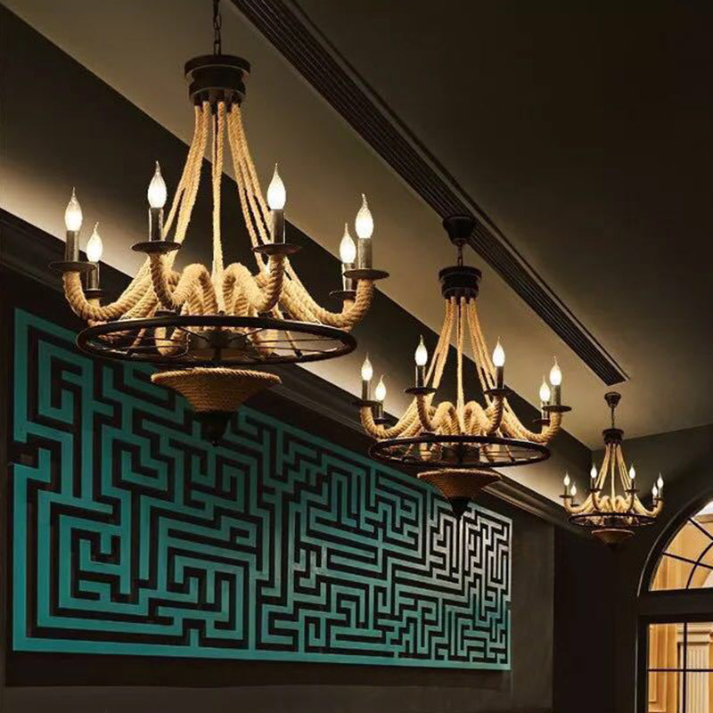 Industrial Wagon Wheel Chandelier With Adjustable Chain For Restaurant Ceiling