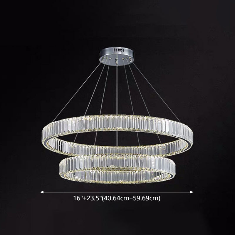 Contemporary Led Crystal Chandelier Pendant Light For Living Room