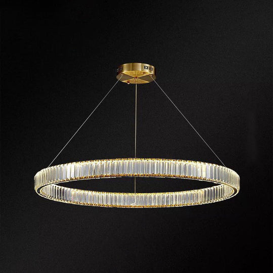 Contemporary Led Crystal Chandelier Pendant Light For Living Room Gold / 39.5’ White
