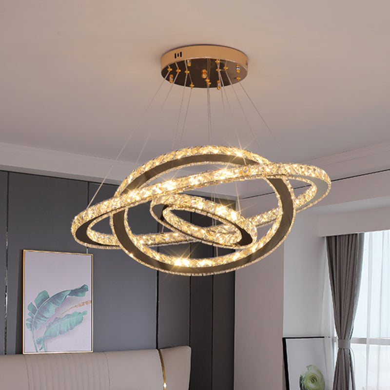 Modern Crystal Ring Pendant Light For Living Room
