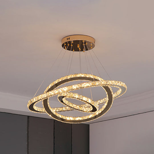 Modern Crystal Ring Pendant Light For Living Room Stainless-Steel / 6’ + 12’ + 19.5’