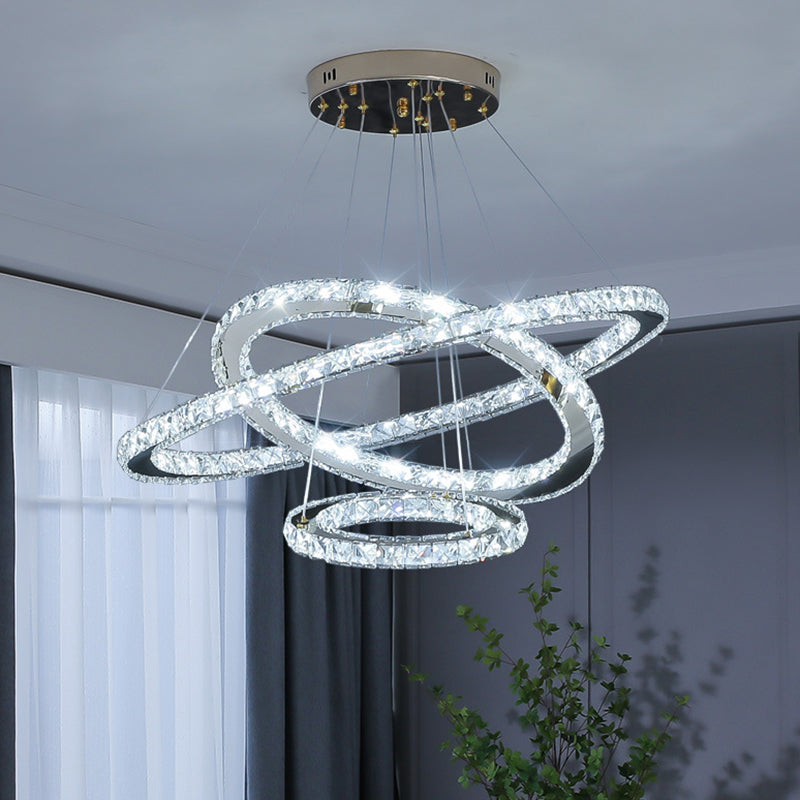 Modern Crystal Ring Pendant Light For Living Room