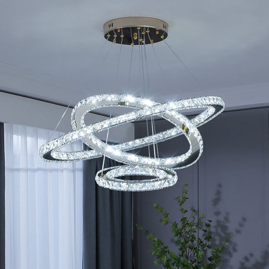 Modern Crystal Ring Pendant Light For Living Room