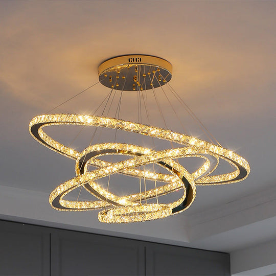 Modern Crystal Ring Pendant Light For Living Room Stainless-Steel / 16’ + 23.5’ + 31.5’ + 39’