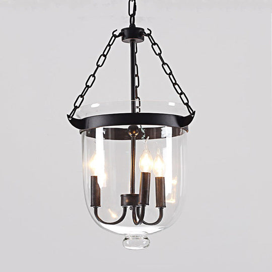 Industrial Style Black Bucket Chandelier Pendant For Dining Room Lighting