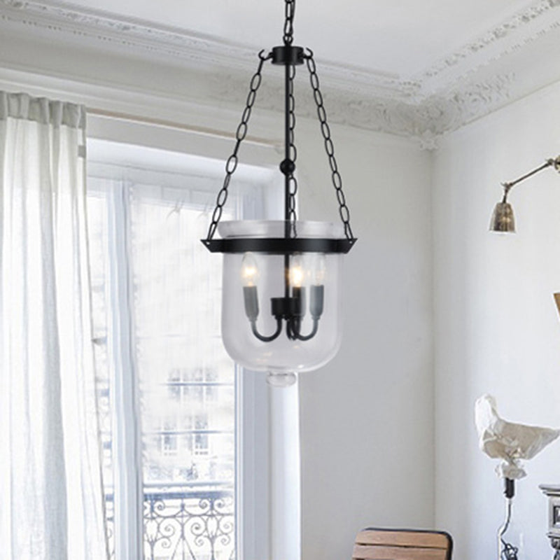 Industrial Style Black Bucket Chandelier Pendant For Dining Room Lighting