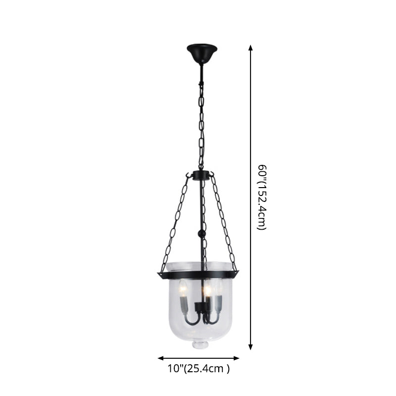 Industrial Style Black Bucket Chandelier Pendant For Dining Room Lighting