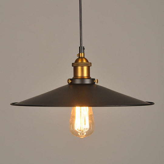 Industrial Style Metal Cone Pendant Lamp In Black
