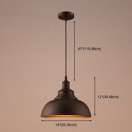 Vintage Metal Bowl Pendant Ceiling Light With Painted Shade - Elegant Hanging Fixture!