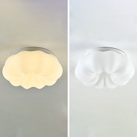 White Plastic Cloud Flush Mount Ceiling Light: Kids Led Fixture