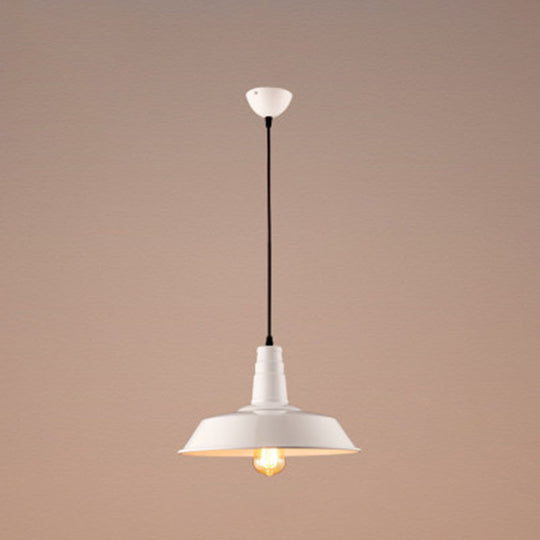 Metal Pendant Light With Industrial Style Shade - Perfect For Coffee Shop Or Restaurant White