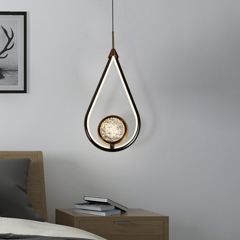 Modern Led Crystal Pendant Lamp With Metal Ceiling Mount