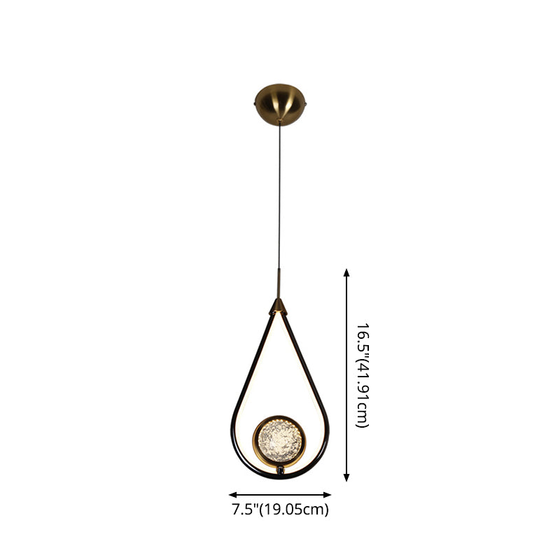 Led Crystal Pendant - Contemporary Style Metal Ceiling Hanging Lamp