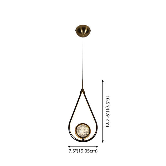 Modern Led Crystal Pendant Lamp With Metal Ceiling Mount