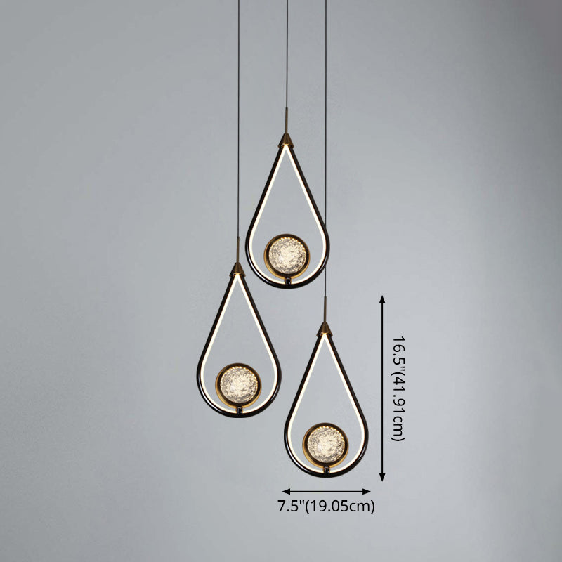 Modern Led Crystal Pendant Lamp With Metal Ceiling Mount