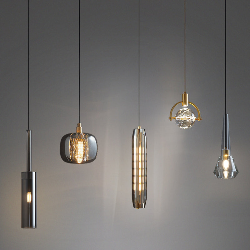 Mini Crystal Pendant Light With Brass Finish For Modern Living Spaces