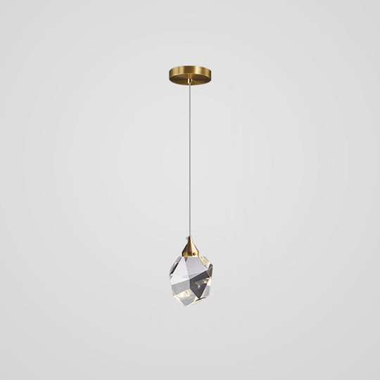 Modern Mini Crystal Pendant Light With Brass Finish For Living Room Bar And Coffee Shop Ceiling