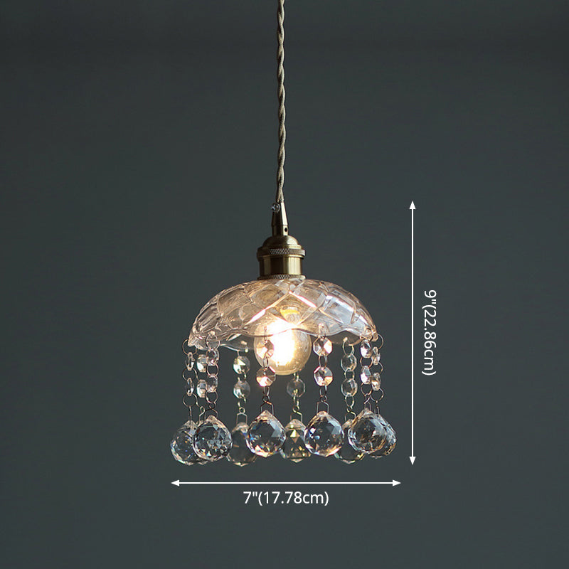 Mini Crystal Pendant Light With Brass Finish - Perfect For Coffee Shop Ambiance