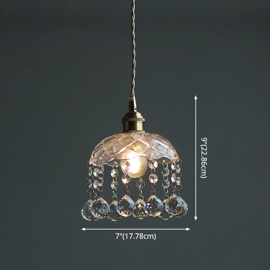 Mini Crystal Pendant Light With Brass Finish - Perfect For Coffee Shop Ambiance