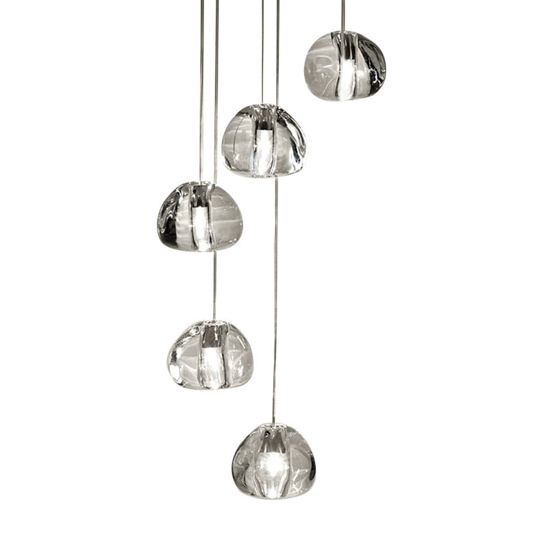Modern Nordic Led Clear Bubble Glass Mini Pendant Light - Round Stair Hanging Lamp 5 /