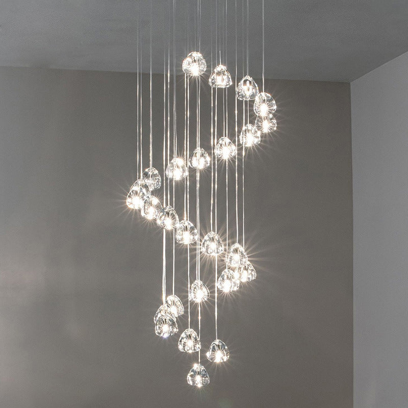 Modern Nordic Led Clear Bubble Glass Mini Pendant Light - Round Stair Hanging Lamp
