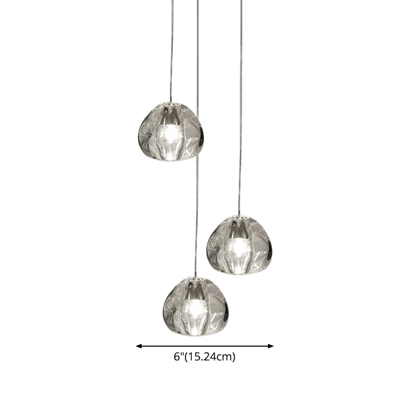Modern Nordic Led Clear Bubble Glass Mini Pendant Light - Round Stair Hanging Lamp
