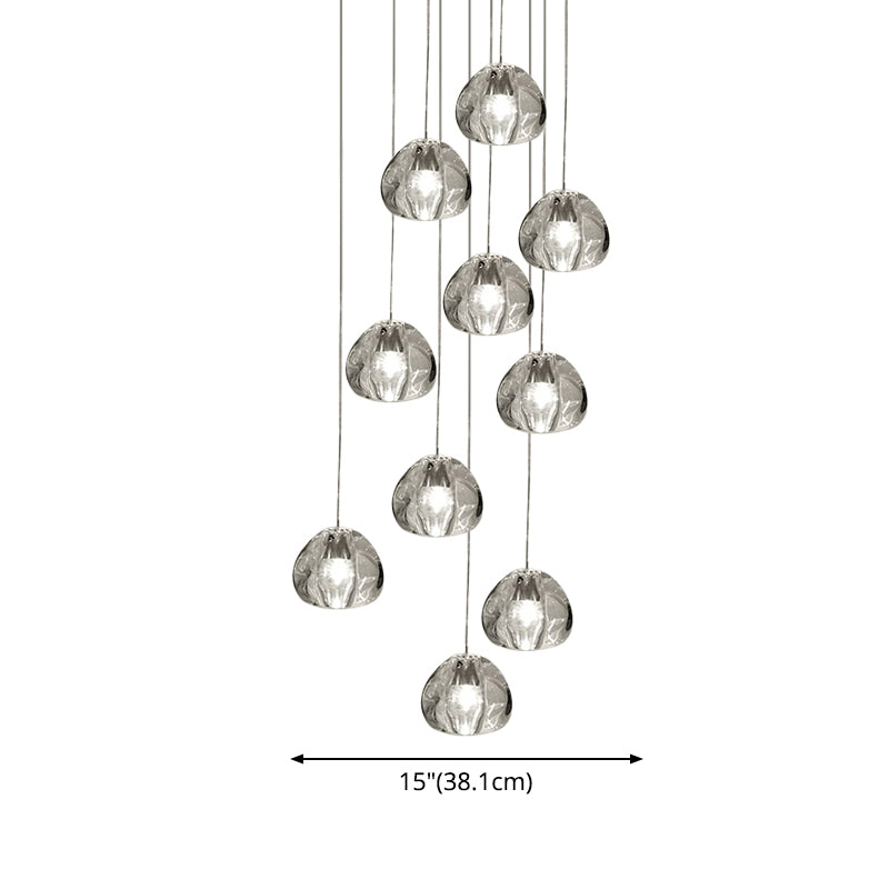 Modern Nordic Led Clear Bubble Glass Mini Pendant Light - Round Stair Hanging Lamp