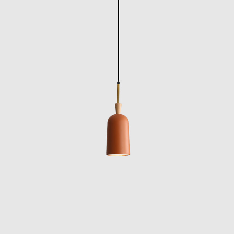 Colorful Macaron Pendant Light With Metal Shade - Industrial Hanging Lamp Orange / 4’