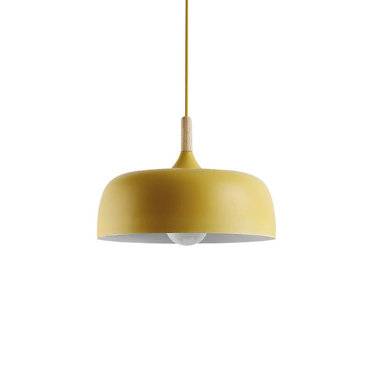 Modern Led Macaron Color Ceiling Pendant Light With Wood Lamp Socket Yellow / 12