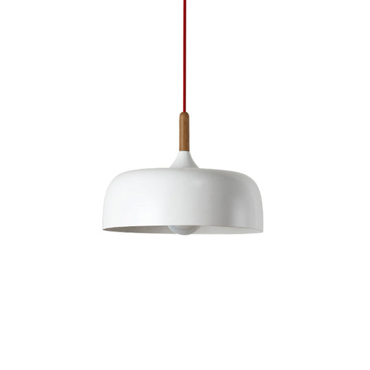 Modern Led Ceiling Pendant Light With Wood Lamp Socket - Macaron Color Option White / 12’