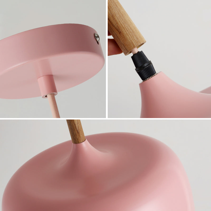 Modern Led Macaron Color Ceiling Pendant Light With Wood Lamp Socket
