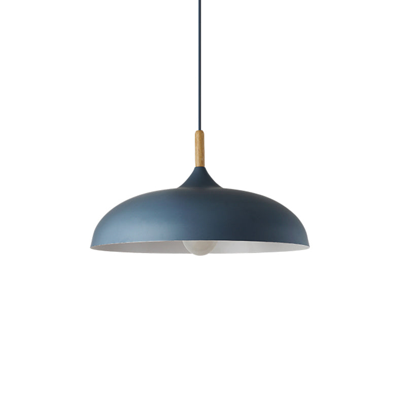 Modern Led Macaron Color Ceiling Pendant Light With Wood Lamp Socket Blue / 18