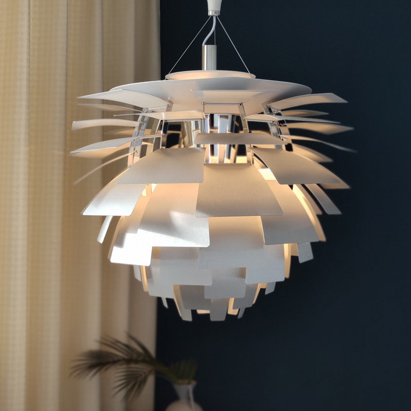 Designer Aluminum Pendant Light: Natural Pinecone Shade Perfect For Living Room Décor Silver / 19