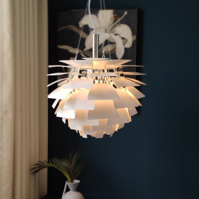 Designer Aluminum Pendant Light: Natural Pinecone Shade Perfect For Living Room Décor