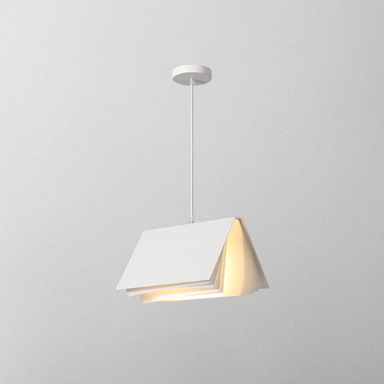 Metal Art Deco Pendant Light Fixture - Stylish Rectangle Design 1-Light White / 8