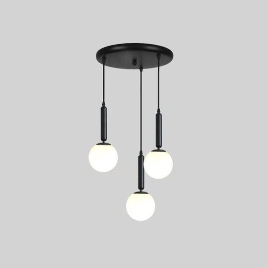 Minimalist Globe Pendant Light - Modern Metal Hanging Lamp For Living Room 3 / Black